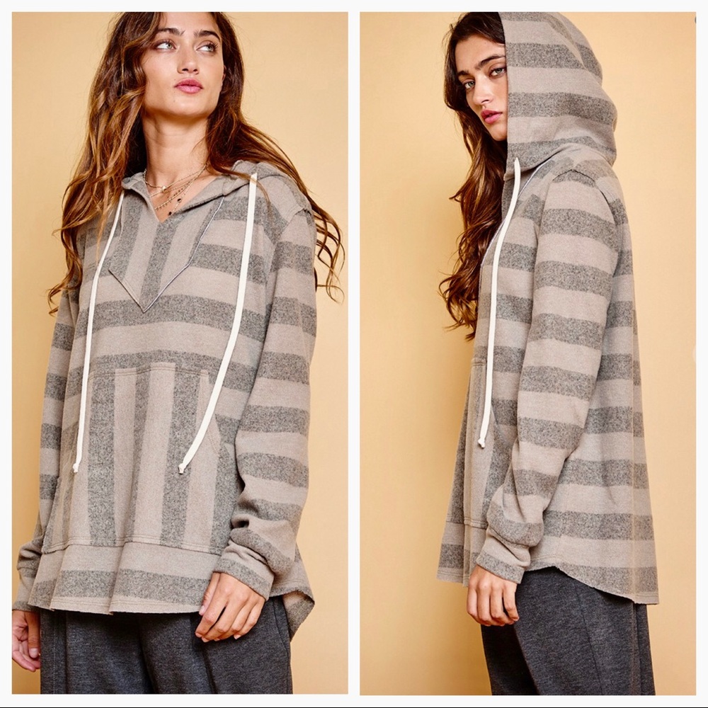SALE Boyfriend Drawstring Striped Stylish Hoodie - Picture 5 of 5